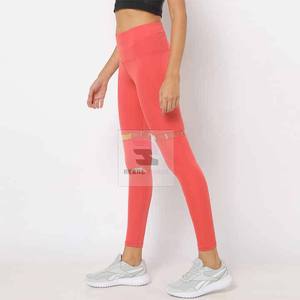 Pantalons de yoga tricotés confortables pour femmes Leggings de sport avec logo à la taille Collants de sport tissés - Product Image 2
