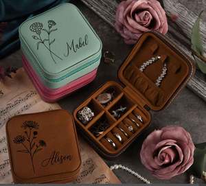 Custom Logo Luxury Square Zipper PU Leather Portable Necklace <b>Earring</b> Ring Storage Italian Velvet Jewelry Travel <b>Box</b> - Product Image 1