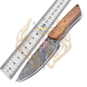 Sizzco fait à la main en acier damas Skinner couteau de haute qualité lame fixe chasse Camping cadeau noyer manche en bois belle OEM - Product Image 2