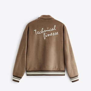 Chaqueta Varsity Personalizada de Alta Calidad, Transpirable, de Lana, Cortavientos, con Cuello Alto y Capucha, para Hombre, Invierno, con Bolsillos, Tallas Grandes - Product Image 2