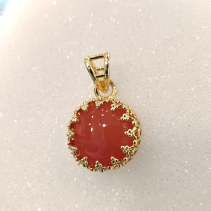 Natural Carnelian Pendant in Gold Plated Brass Cabochon Gemstone Jewelry Bezel Setting Stylish for <b>Wedding</b> <b>Anniversary</b> Party - Product Image 3