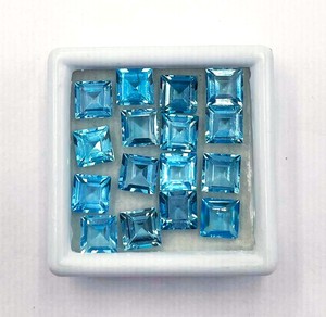 Cuentas de corte cuadrado de Topacio Azul suizo Natural de 7mm, piedras preciosas sueltas de Topacio azul de la mejor calidad para la fabricación de colgantes de joyería a precio de fábrica - Product Image 4