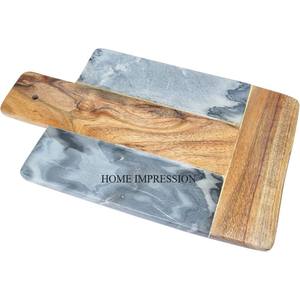 Bloque de cortar de mármol de diseñador antiguo, cuchillos de cocina hechos en madera de Calidad exclusiva, accesorios, aspecto elegante único para el hogar - Product Image 1