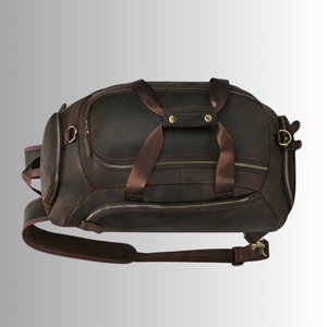 Bolso de viaje deportivo de cuero genuino de alta calidad, correas de hombro, cierre de cremallera de cuero de vaca de grano completo, multifunción Weekender - Product Image 4
