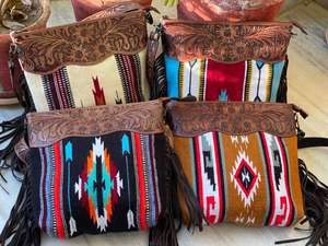 New <b>Unique</b> Designer Hand Tooled Fringe <b>Handbag</b> Aztec Saddle Blanket Hot Sling Bags Bohemian <b>Unique</b> Design Stylish Bags for Women - Product Image 4
