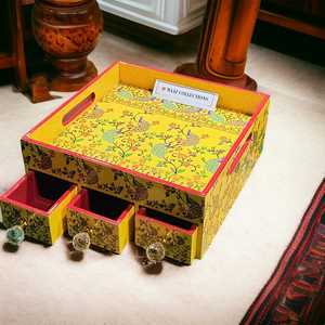 Multifunctional 3-Drawer Wooden Organizer Tray Handcrafted Decorative Storage <b>Box</b> for Desk Jewelry Gifting Multifunctional Use - Product Image 5