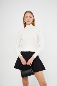 Chandail en tricot boutonné à col roulé à manches longues pour femmesSports, CasualOfficeStylishWear Opportunity en gros - Product Image 2