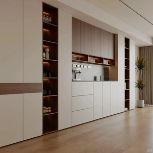 Buffet moderne minimaliste avec étagères à LED, grande capacité de rangement pour salle à manger et cuisine - Product Image 4