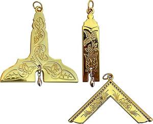 Collier de Chevalier Maçonnique Plaqué Or Bleu, Bijou d'Officier de Loge, 2.75\" x 2.50\", Chevalier Junior 2.75\", Chevalier Vénérable - Product Image 1