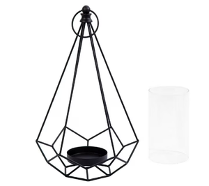 Lanterne à bougie suspendue en métal géométrique - Product Image 3