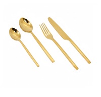 Ensemble de couverts en acier inoxydable 304 plaqué or, durable, luxueux, personnalisable, emballage en boîte avec logo personnalisé, taille personnalisée, moderne