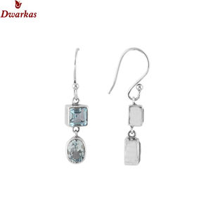 Pendiente de Plata de Ley 925 con piedras preciosas de Topacio azul natural hecho a mano indio para joyería de mujer - Product Image 1