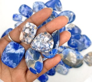 อัญมณีทรงงูเห่าตามธรรมชาติสีน้ำเงินอัญมณีทรงงูเห่าเครื่องประดับรูปวงรีทรงหลวม - Product Image 2