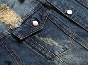 Custom Hot Autumn Men's Embroider <b>Black</b> Denim Jacket High Quality Loose Fashion Jean Jackets Distressed <b>Button</b>-up jacket for men - Product Image 5