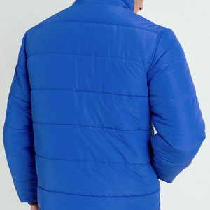 Veste matelassée d'hiver pour homme, streetwear personnalisé, fermeture éclair, col montant, capuche, imperméable, respirante, coupe-vent, lettres bleues, cargo - Product Image 6