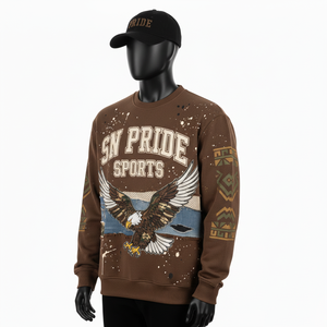 High Quality 100% Cotton <b>Lined</b> Fleece Regular Fit Pullover Sweatshirts Custom Logo Print Cargo Style Pockets <b>Men</b> - Product Image 3