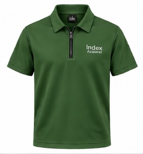 Polos de Marca Privada para Hombre, Index Apparel, Logotipo Personalizado, Cierre de Cremallera de un Cuarto, Manga Corta, Fabricante, Logotipo Bordado - Product Image 1