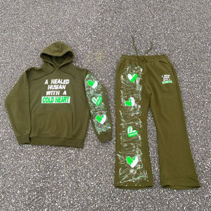 Ensemble survêtement personnalisé avec sweat-shirt et pantalon de jogging en coton mélangé, streetwear, tenue deux pièces sur mesure, unisexe - Product Image 1