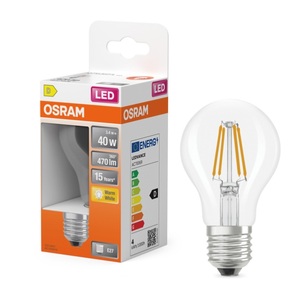 Lámpara LED de cristal estándar transparente Retrofit 3.4W 2700K 470Lm (Osram 466632) - Product Image 1