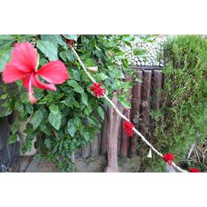 Set of 2 <b>Cow</b> <b>Bells</b> on Jute String 320cm Wedding Decoration Garland with Artificial Flowers Fabric Durable Cowbell Garland Decor - Product Image 6
