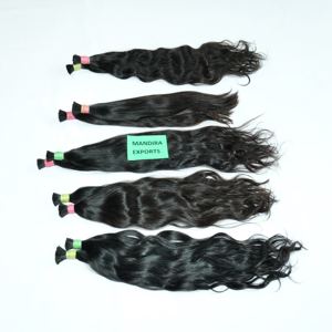 Vente en gros d'extensions de cheveux humains naturels du temple indien de couleur noire brute, vendeurs directs de paquets droits et bouclés - Product Image 3