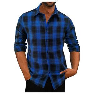 Camisa clásica a cuadros de franela para hombre, camisas informales de manga larga con botones, bolsillos en el pecho, puños ajustables - Product Image 6
