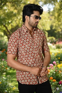 Camisa Étnica de Verano para Hombre, 100% Algodón, Manga Larga, Transpirable, Ecológica, Estampada a Mano, Personalizable ODM - Product Image 2