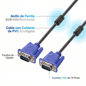 Cavo VGA maschio da 1,5 metri nuovo di zecca per laptop, PC e proiettore - Product Image 2