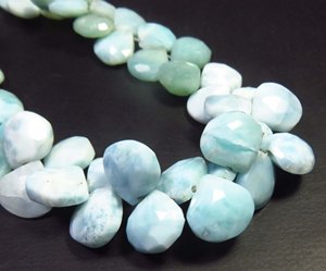 8 Strand Larimar Gems Heart Shape Beads Natural Blue Pectolite Faceted 9-10mm Lote al por mayor - Product Image 2
