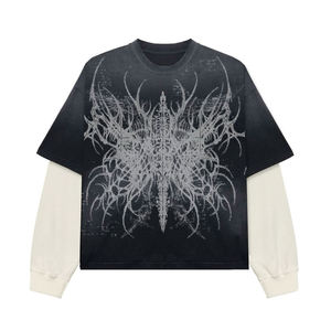 Fashion Wear Wholesale Double Sleeve T-<b>Shirts</b> Customize Top Quality Heavyweight <b>Men's</b> <b>Shirts</b> - Product Image 2