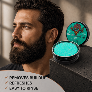 Shampoo solide pour barbe à la menthe poivrée en boîte aluminium 60g – Nettoyant hydratant naturel pour barbe aux extraits botaniques et aux huiles essentielles - Product Image 4