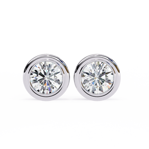 Pendientes de tuerca con diamante cultivado en laboratorio, diseño único con engaste de bisel en oro rosa chapado en oro de 18K, modernos, de oro de 14K con perla como piedra principal - Product Image 3