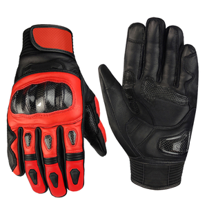 Unisex Biker Style Genuine Cowhide Leather Motorcycle Auto Racing Gloves Waterproof Breathable High-quality Winter Black Red - Product Image 1