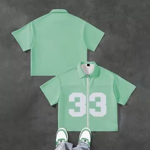 Diseño personalizado manga corta Streetwear malla impresión Patchwork camisa logotipo personalizado venta al por mayor poliéster Vintage Oversize hombres camisetas - Product Image 1