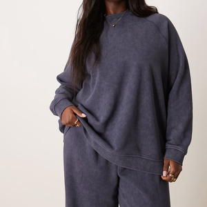 Soft Brushed Fabric Comfortable Fit <b>Long</b> <b>Sleeve</b> <b>Top</b> And Matching Pants / <b>Women</b> High Quality Trendy Cozy Fleece Tracksuit Outfit - Product Image 4