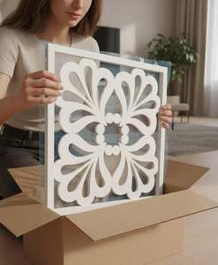 <b>Decorative</b> Wooden <b>Wall</b> <b>Panel</b> | Floral Carved <b>Wall</b> Art | <b>MDF</b> <b>Wall</b> Hanging for Living Room, Bedroom & Office - Product Image 2