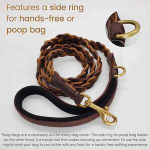 Correa trenzada de cuero genuino con gancho de presión de latón y anillo en D del exportador y fabricante indio - Product Image 4