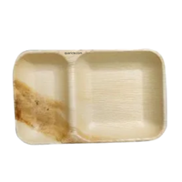 Barquette à compartiments 9*6 en bambou Areca, jetable, compostable, biodégradable, légère et écologique pour
