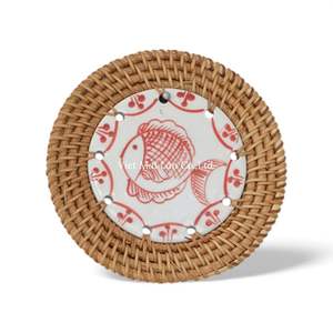 แผ่นรองแก้วหวายสานธรรมชาติ ดีไซน์เรียบง่าย สำหรับใช้ในบ้านและร้านกาแฟ จากเวียดนาม - Product Image 2