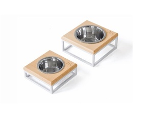 Mangeoire pour chiens surélevée en bois avec bols en acier inoxydable Station d'alimentation pour animaux de compagnie Durable et facile à nettoyer pour chiens et chiots - Product Image 2