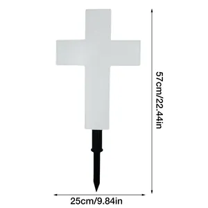 크로스 스테이크 태양 빛 야외 조명 LED 방수 크로스 램프 풍경 빛 교회 묘지 경로 잔디 장식 - Product Image 4
