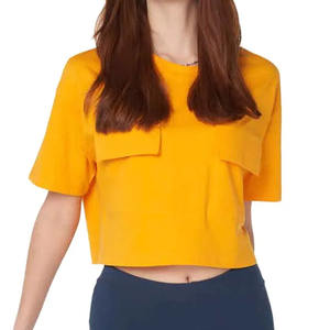 Crop-Top Femme Streetwear Été T-shirts à Manches Courtes en Coton Tricoté Personnalisé Séchage Rapide Respirant Vente en Gros Vêtement Décontracté - Product Image 1
