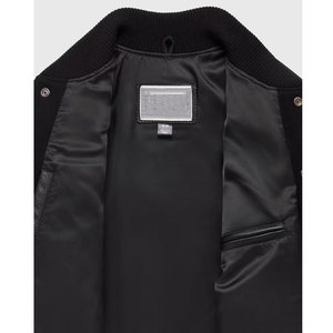 Blouson universitaire d'hiver pour homme, à capuche, brodé, col montant, coupe-vent, premium, style baseball/bomber, 100% laine, logo frontal - Product Image 3