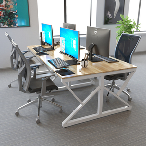 Mesa Minimalista de 4 Plazas, 120x240cm, Madera de Caucho con Patas de Hierro en Forma de K, Requiere Ensamblaje, BNV68050 - Product Image 2