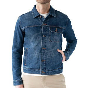 Chaqueta vaquera de algodón ajustada para hombre para primavera Otoño Invierno cuello levantado estilo informal de Color sólido de un solo pecho - Product Image 1