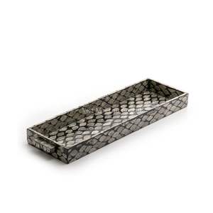 Plateau de service en nacre, plateau décoratif fait à la main, incrustation de coquillages, naturel, écologique - Product Image 1