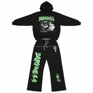 Conjuntos de Sudadera con Capucha y Pantalones de Chándal de Invierno de Corte Holgado Personalizados, Estampado Tecnológico Y2K, Forro Polar, Cordón Ajustable, Lavado Ácido, Bordado, Ecológico - Product Image 4