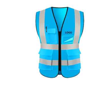 Gilet de sécurité réfléchissant avec fermeture à glissière Gilet de sécurité routière à poche multifonctionnelle noire haute visibilité Gilet de sécurité avec logo - Product Image 1