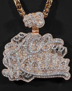 Collar con Colgante de Plata de Ley 925 Estilo Hiphop con Incrustaciones de Diamantes Moissanite VVS, Certificado GIA, Personalizable con Letra de Nombre - Product Image 1