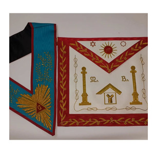 Conjunto de Mandil y Banda Masónicos para Logia Azul, Mandil de Maestro Masón con Cinta Roja Moiré 2026 - Product Image 1